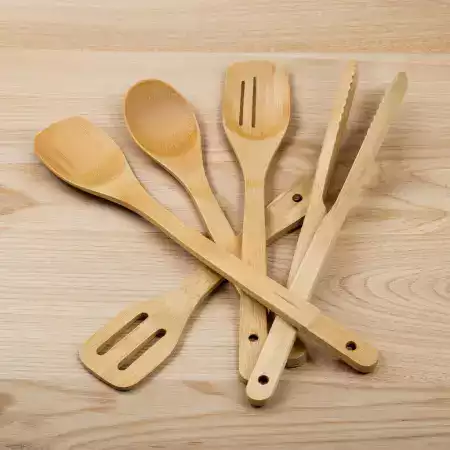 EcoChefBamboo bamboo spatula and tong collection designed for Indian cooking with heat-resistant properties and comfortable grip handles