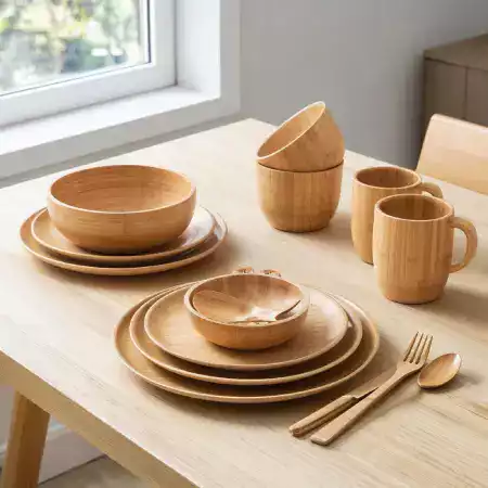 EcoChefBamboo premium bamboo kitchenware bundle offer featuring complete set of serving spoons, cutting boards, and spatulas at special discounted price