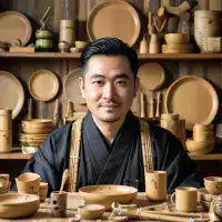 Kevi, Mokokchung-based graduate, displays a complete set of traditional bamboo kitchenware with pride