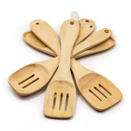 EcoChefBamboo premium bamboo spatula set featuring heat-resistant properties, ideal for non-stick cookware and Indian curries with comfortable grip handles